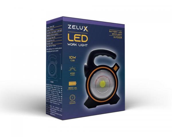 Zelux 10W akkumulátoros napelemes reflektor 1.